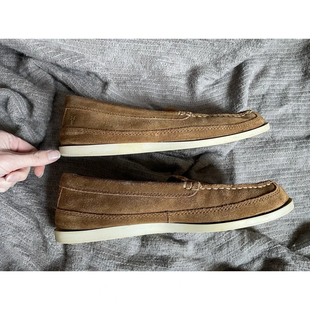 FRYE BAXTER Men's Slip On Loafer Shoes Brown Suede Leather Size 9.5